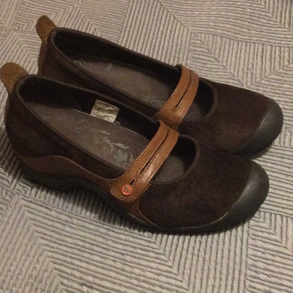 Merrell size 8 brown leather and suede Mary Jane shoes for women - Picture 1 of 11